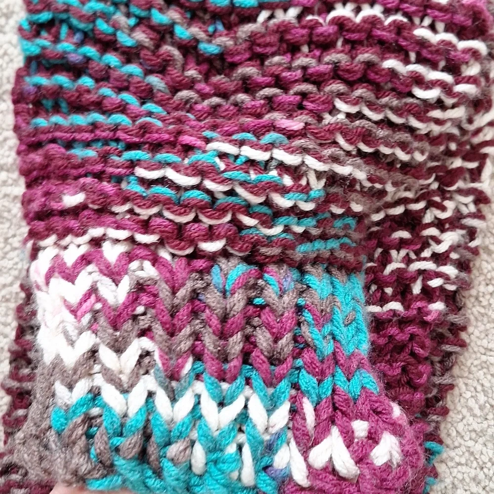 Handmade Knit Scarf and Beanie Set - Multicolor